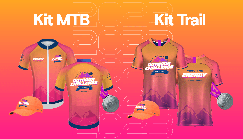 Imagen de los kits para corredores y ciclistas: Jerseys, gorra y medalla.